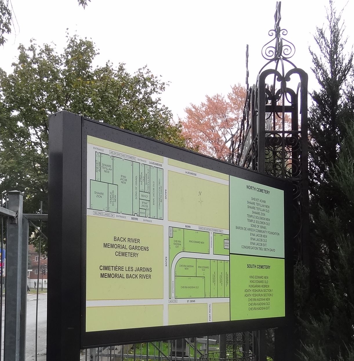 Gate with map showing sections